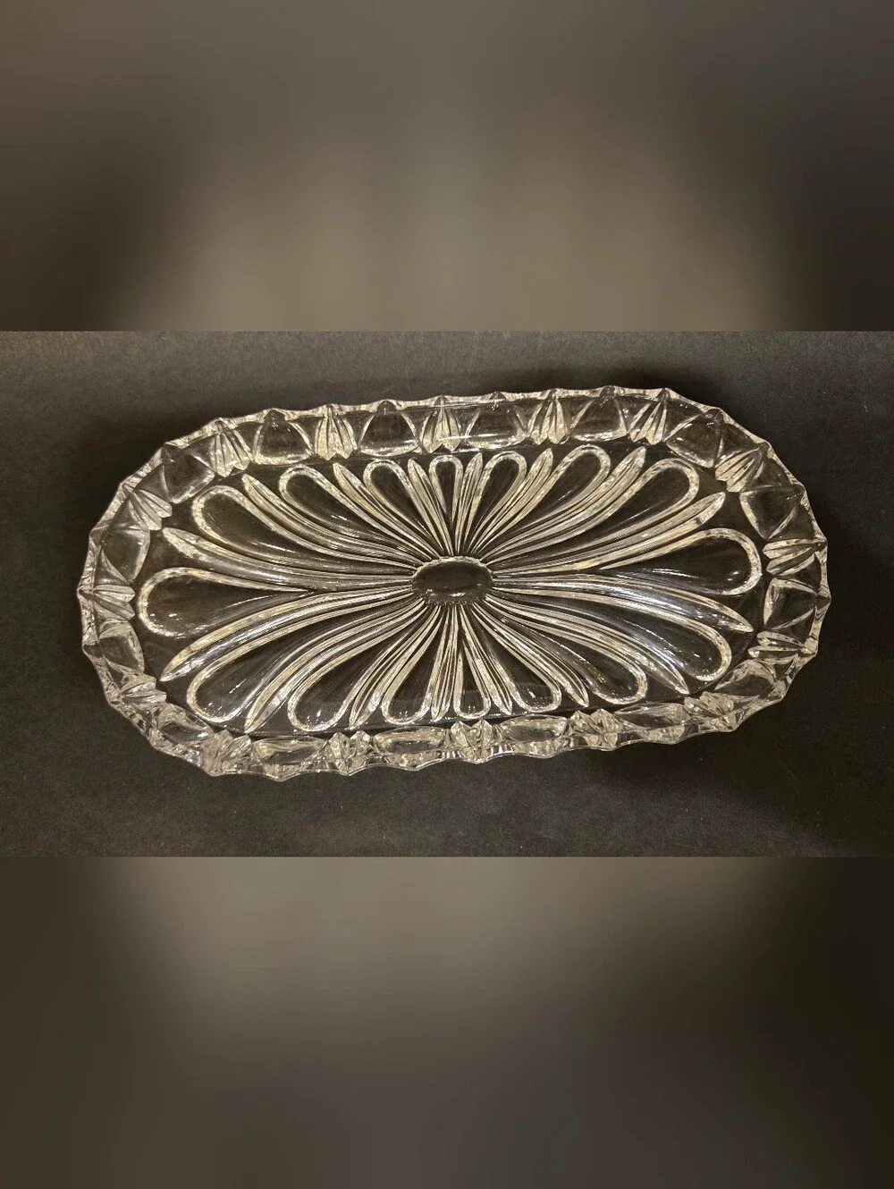 Vintage Oval Crystal Celery Dish